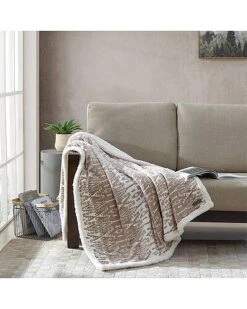 Eddie Bauer San Juan Oyster Sherpa Plush Throw Home