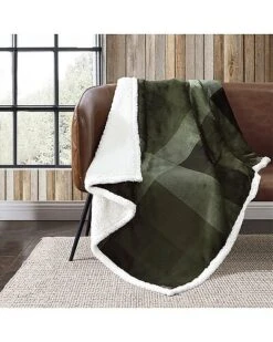 Eddie Bauer Pine Plaid Ultra Soft Plush Fleece Reversible Throw Blanket Home