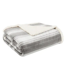 Eddie Bauer Ashworth Stripe Ultra Soft Plush Sherpa Throw Home