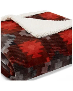 Eddie Bauer Copper Creek Red Ultra Soft Plush Sherpa Throw Home