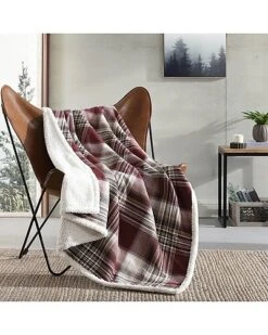 Eddie Bauer Twin Lakes 100% Cotton Flannel-Reversible Throw Blanket Home