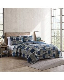 Eddie Bauer Madroplaid 100% Cotton Reversible Quilt Set Home