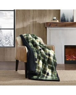 Eddie Bauer Trailhead Plaid Sherpa-Reversible Throw Blanket Home