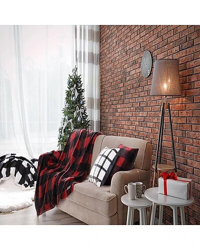 Eddie Bauer Cabin Plaid Fur Like Throw & Pillow Set Home 2 Eddie Bauer Cabin Plaid Fur Like Throw & Pillow Set Home - Image 2