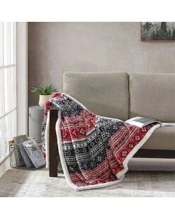 Eddie Bauer Classic Fair Isle Ultra Plush Fleece Sherpa Throw Home