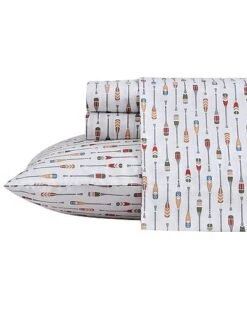 Eddie Bauer Canoe Lake Paddle 100% Cotton Percale Sheet Set Home